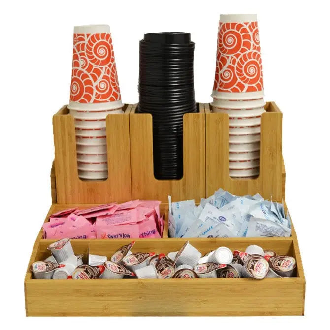 Bamboo 6 Section Condiment & Cup Rack 
