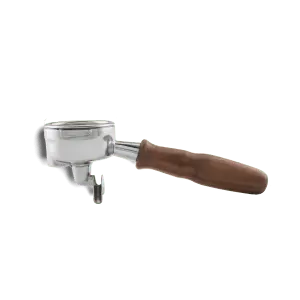 Image of La Marzocco Double Spouted Portafilter Fixed Spout Wood Maple Walnut Stainless - Voltage Coffee Supply™