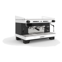 Voltage Coffee Supply™ Sanremo Zoe Competition Volumetric Espresso Machine 2 Group White & Black Front View